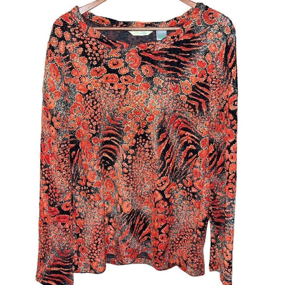 Laura Ashley long‎ sleeved stretchy top perfect for the holidays women’s small